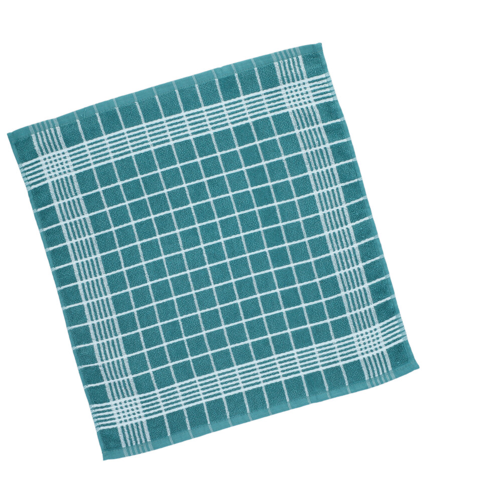 Geschirrtuch Frottee "Karo" - Grünblau, Größe: 50 x 50 cm