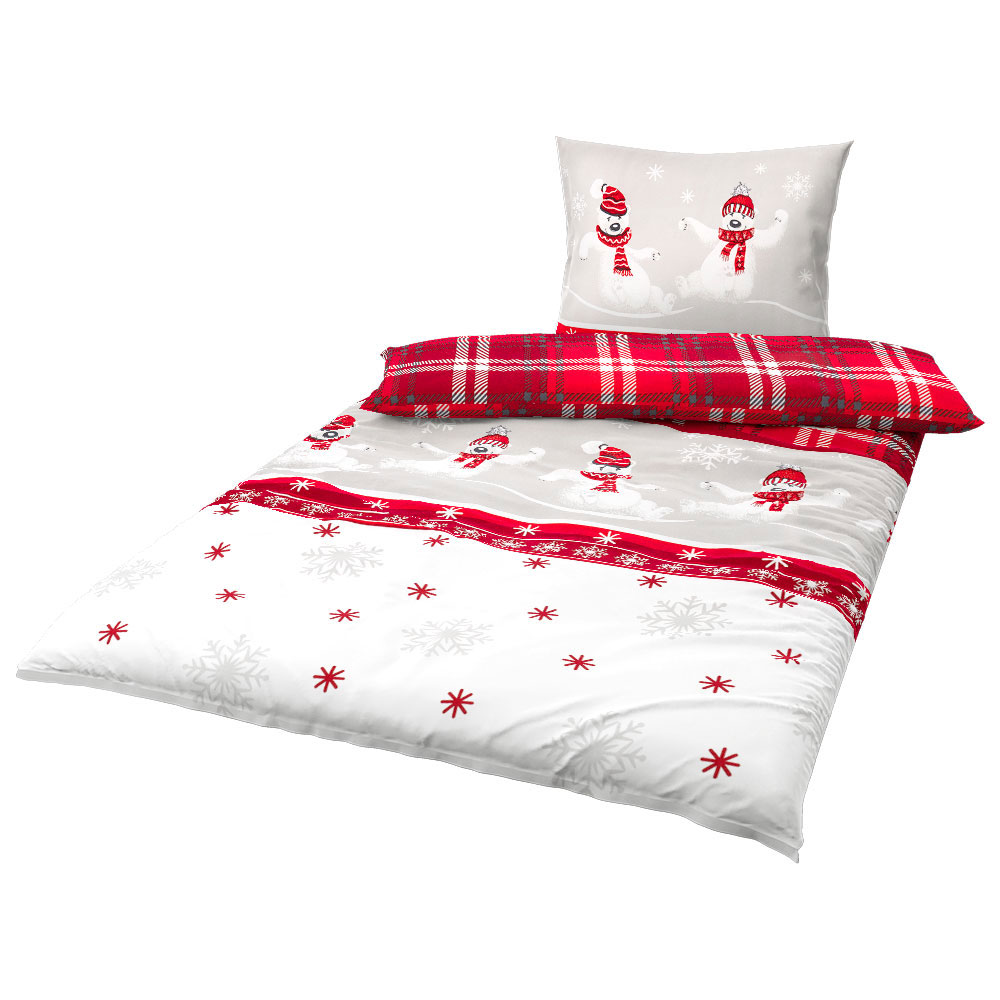 Flanell Bettwäsche - Rot, Größe: 140 x 200 cm