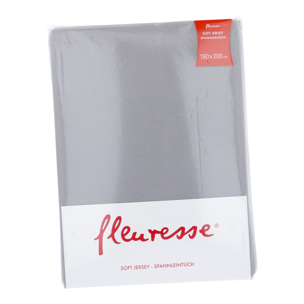 Soft Jersey Leintuch Fleuresse - Telegrau, Größe: 180 x 200 cm