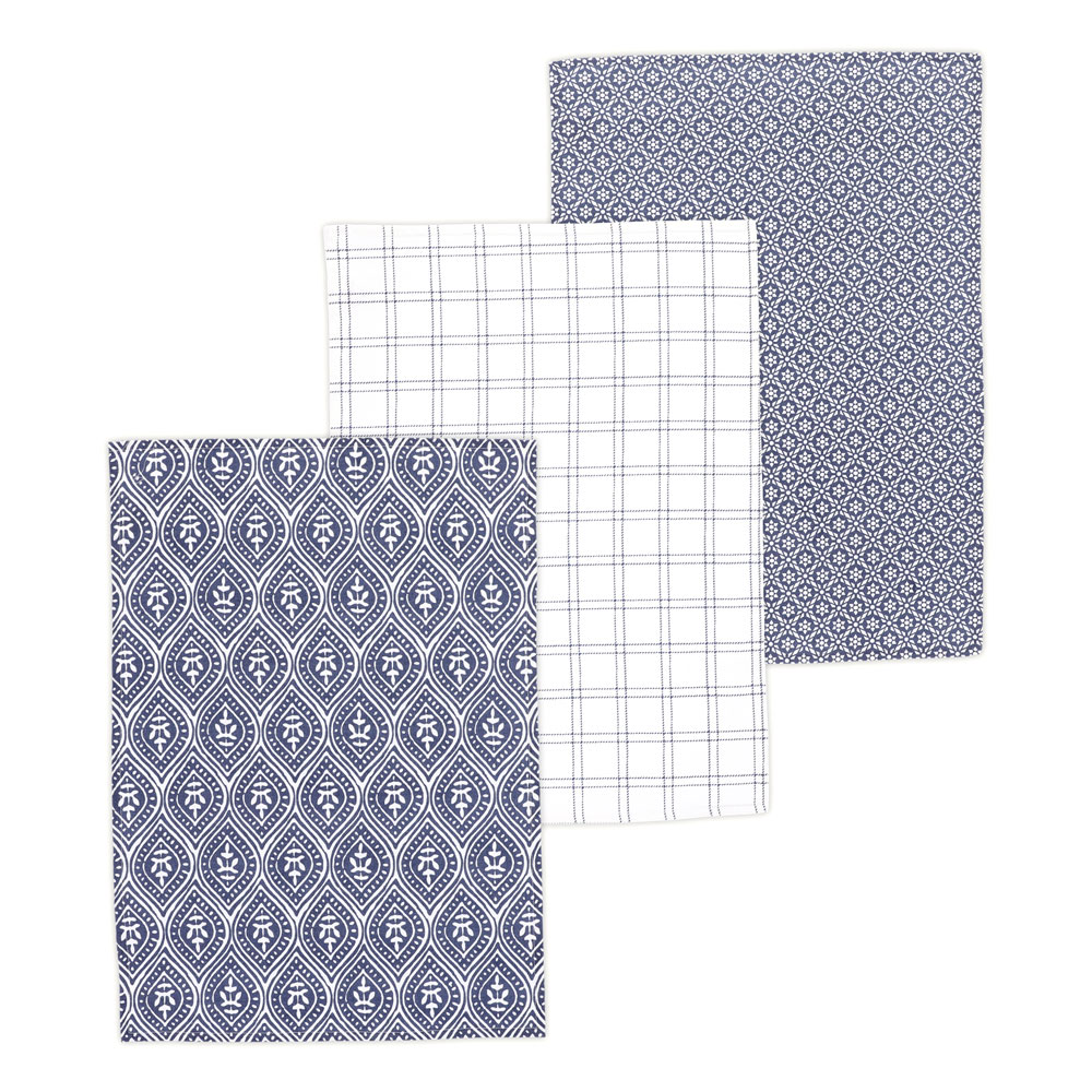 REITER Geschirrtuch 3er Set - Kobalt, Größe: 50 x 70 cm