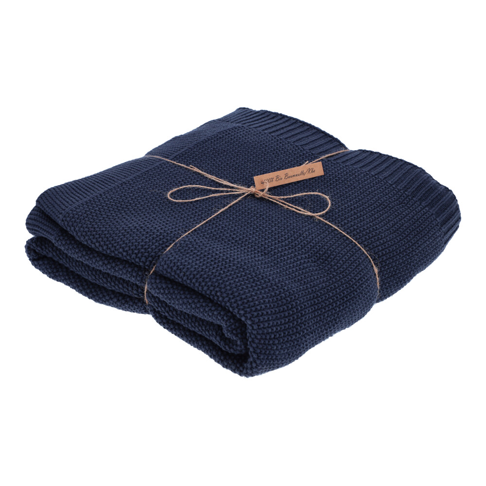 Strickplaid 100% Baumwolle/kbA - Kobalt, Größe: 130 x 190 cm
