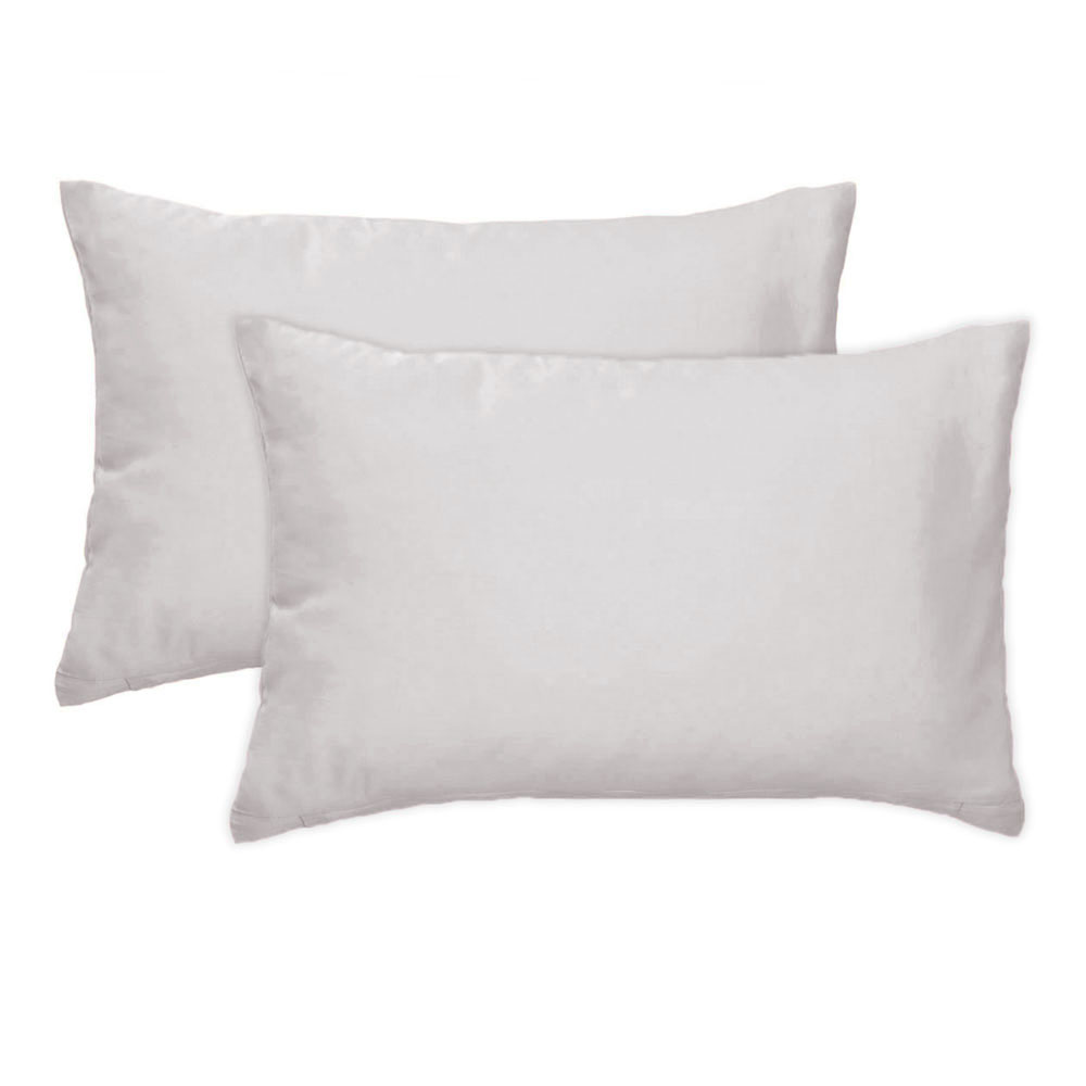 Satin Kissenbezug Doppelpack - Telegrau, Größe: 40 x 60 cm