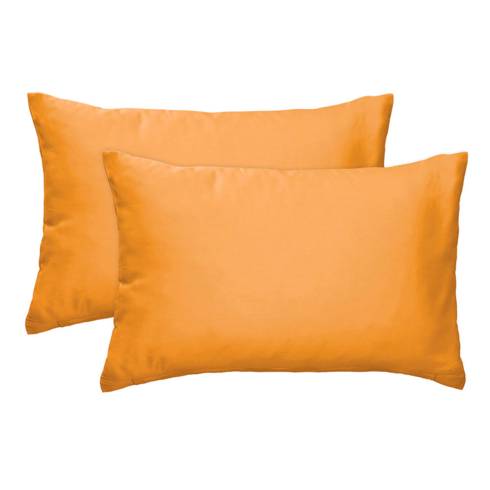 Satin Kissenbezug Doppelpack - Dunkel Orange, Größe: 40 x 60 cm