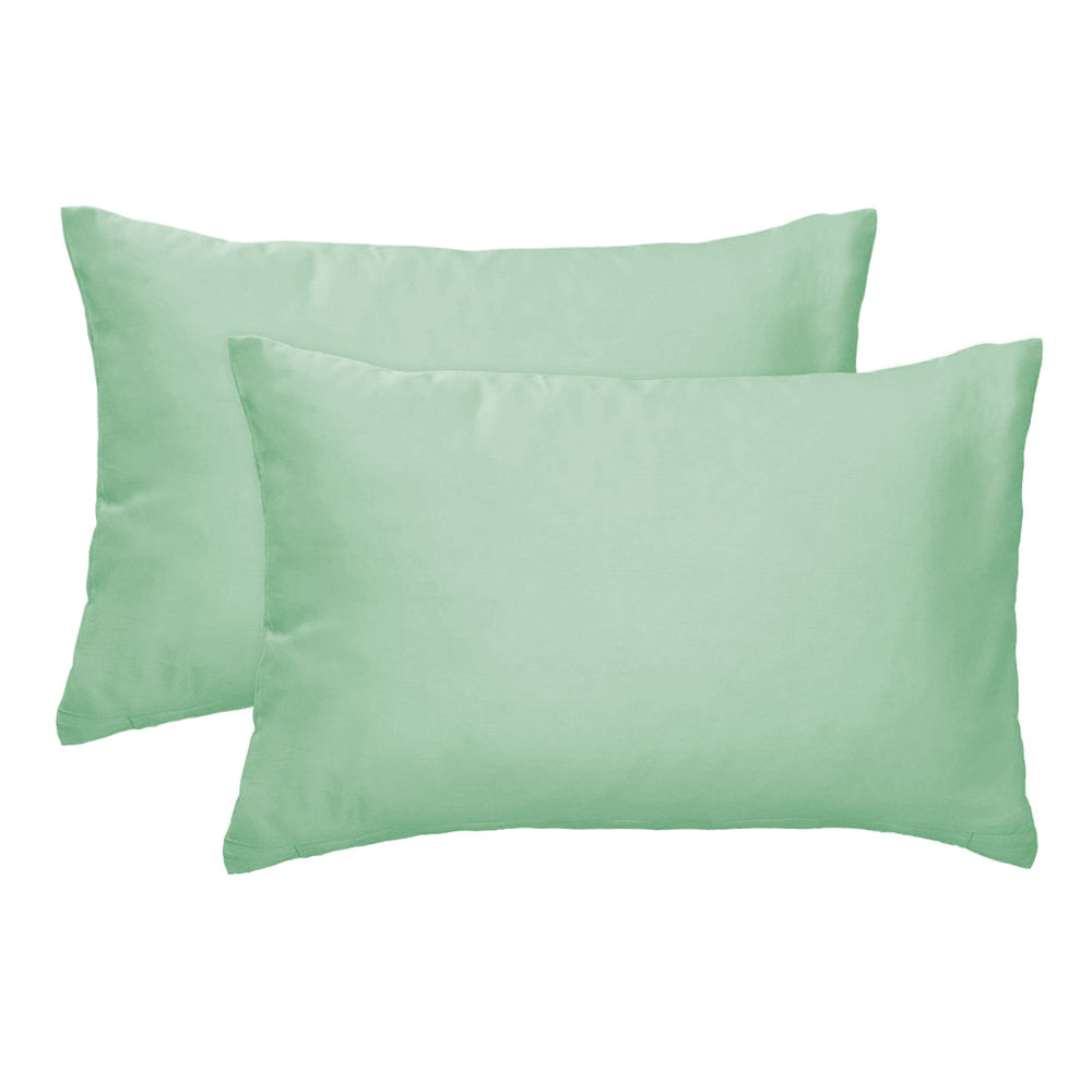 Satin Kissenbezug Doppelpack - Wiesen Grün, Größe: 40 x 60 cm