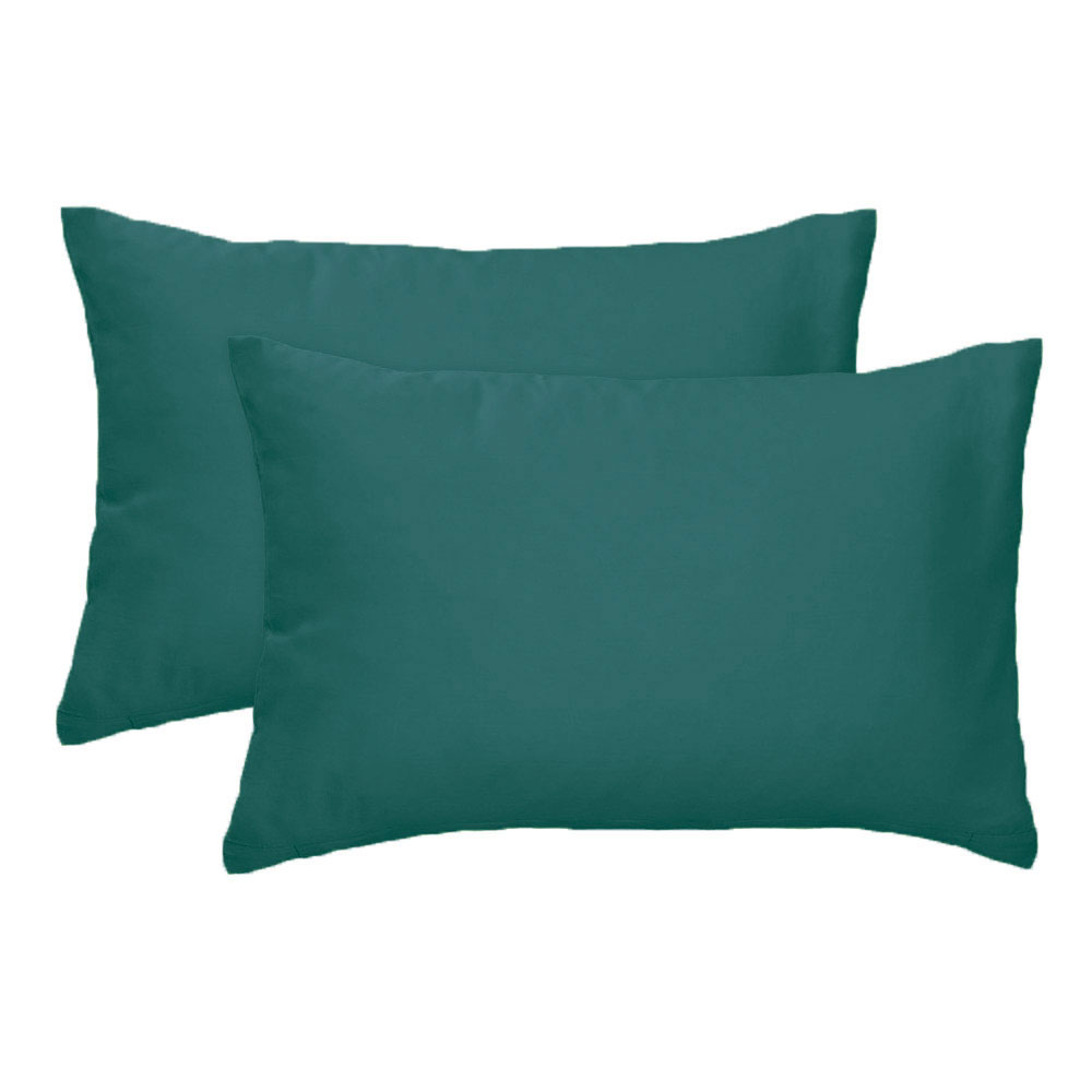 Satin Kissenbezug Doppelpack - Grünblau, Größe: 40 x 60 cm