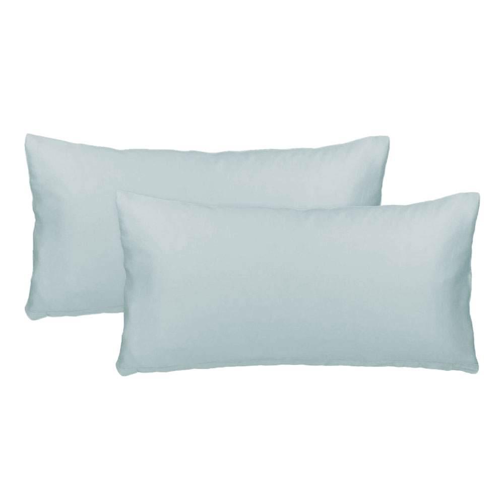 Satin Kissenbezug Doppelpack - Mittel Blau, Größe: 40 x 80 cm