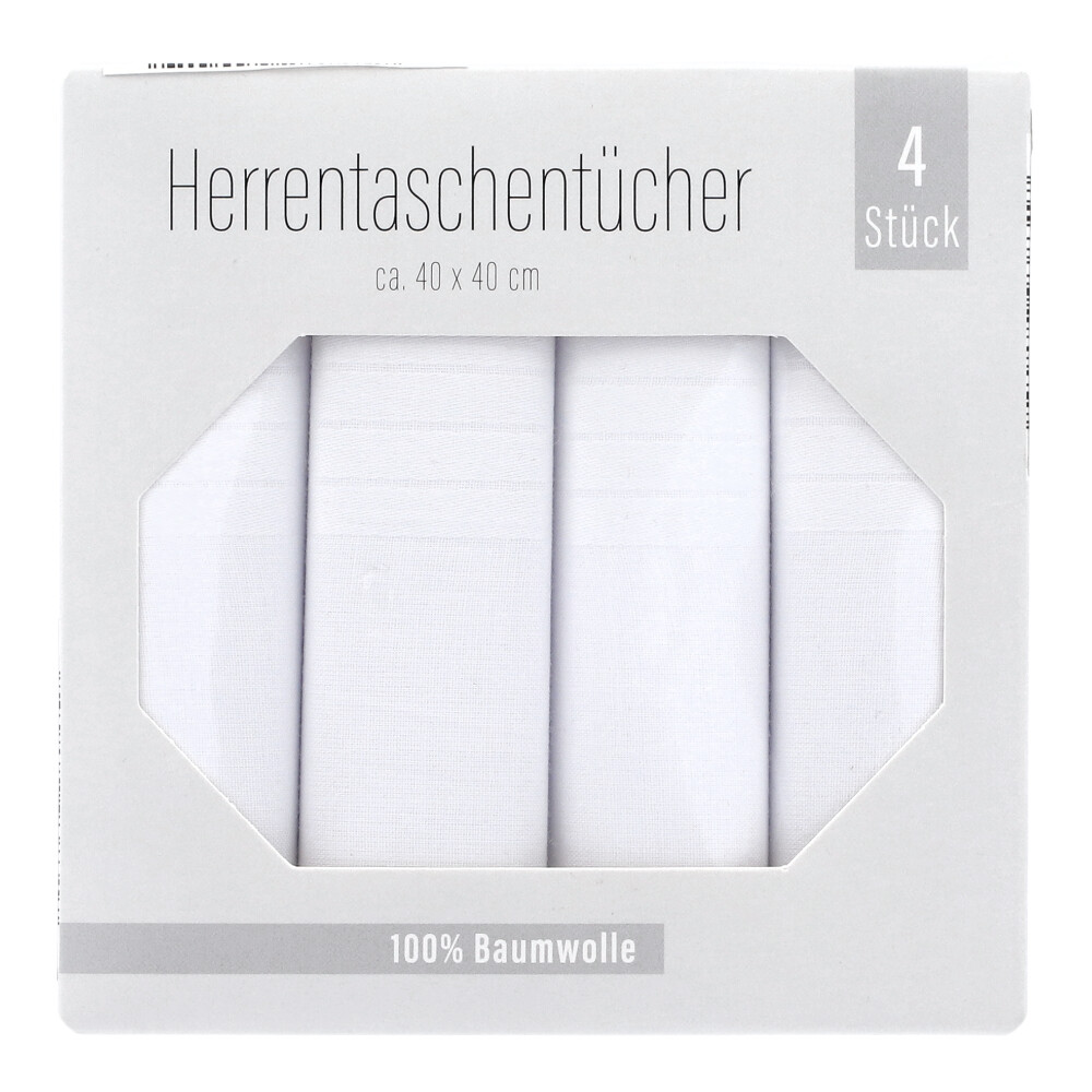 Taschentücher 4er - Weiß, Größe: 40 x 40 cm