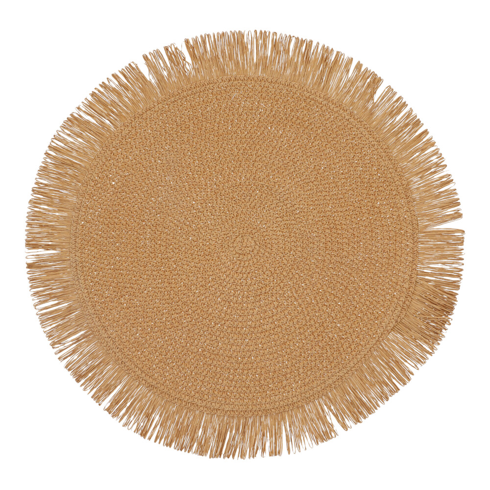 Tischset rund Papiergeflecht - Dunkel Natur, Rund: 38 x 38 cm