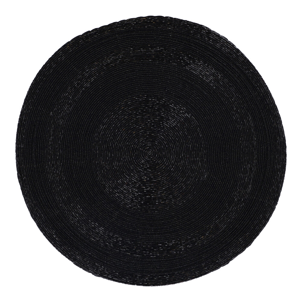 Tischset Perlen schwarz - Schwarz, Rund: 35 x 35 cm