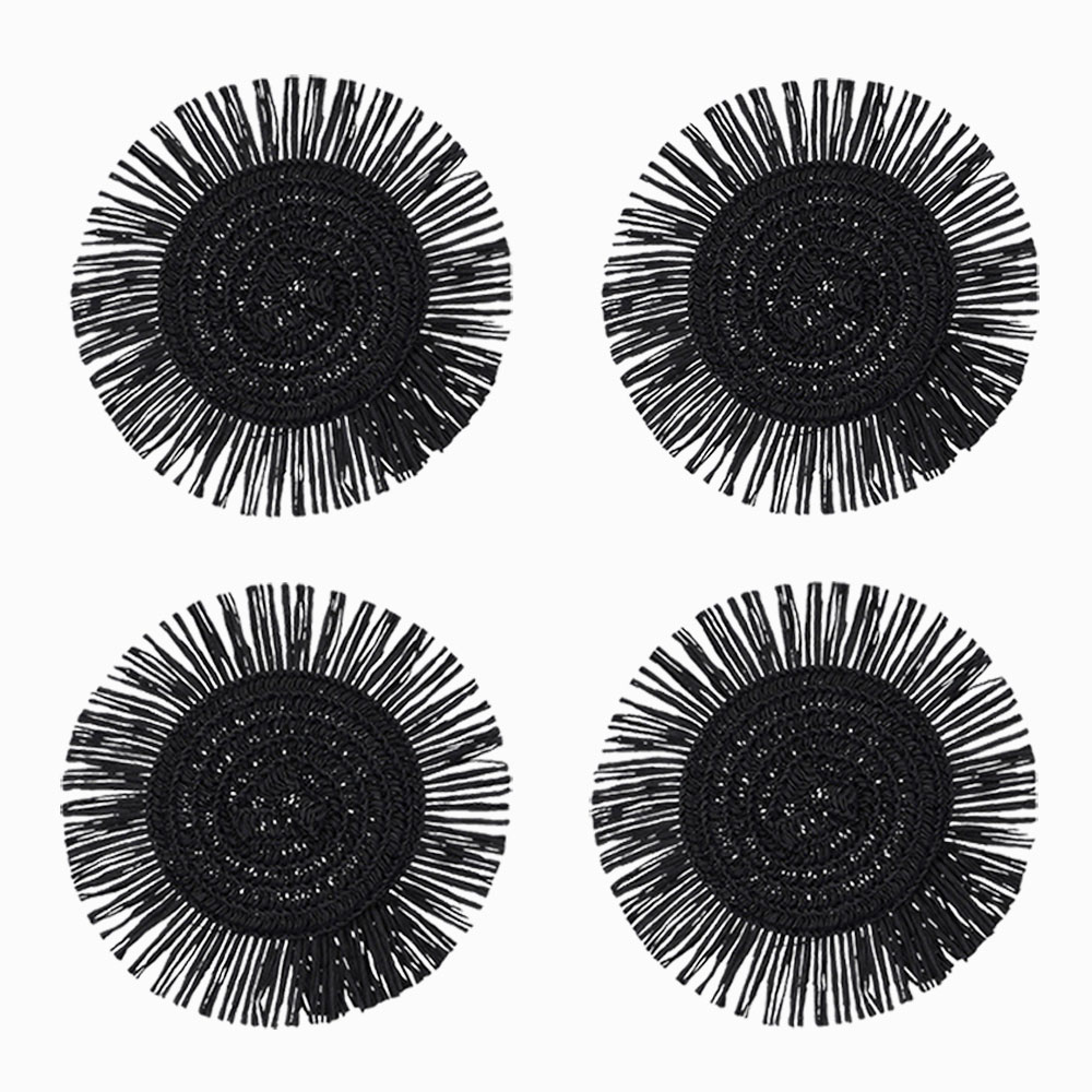 4er Set Untersetzer - Schwarz, Rund: 10 x 10 cm