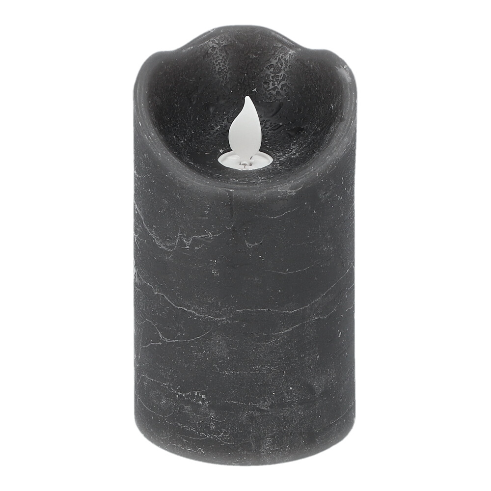 LED Flackerkerze aus Wachs - Schwarz, Rund: 7,5 x 12,5 cm