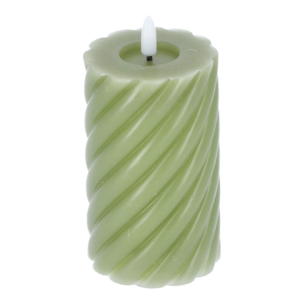 LED Dochtkerze aus Wachs - Mint, Rund: 7,5 x 14,8 cm