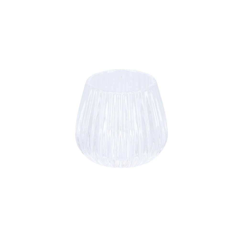 Windlicht aus Glas - Weiß, Rund: 8,3 x 7,6 cm