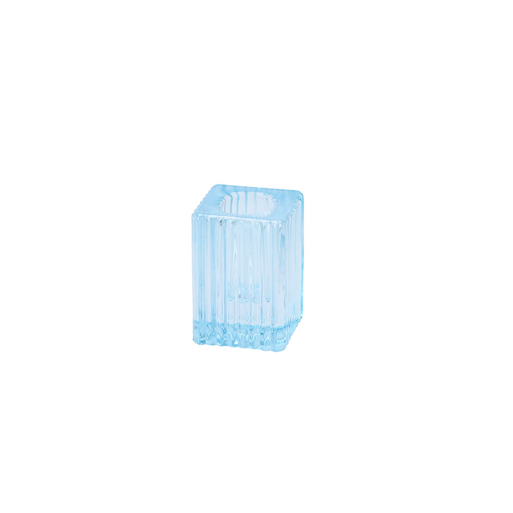 Stabkerzenhalter aus Glas - Mittel Blau, Größe: 4 x 6 cm