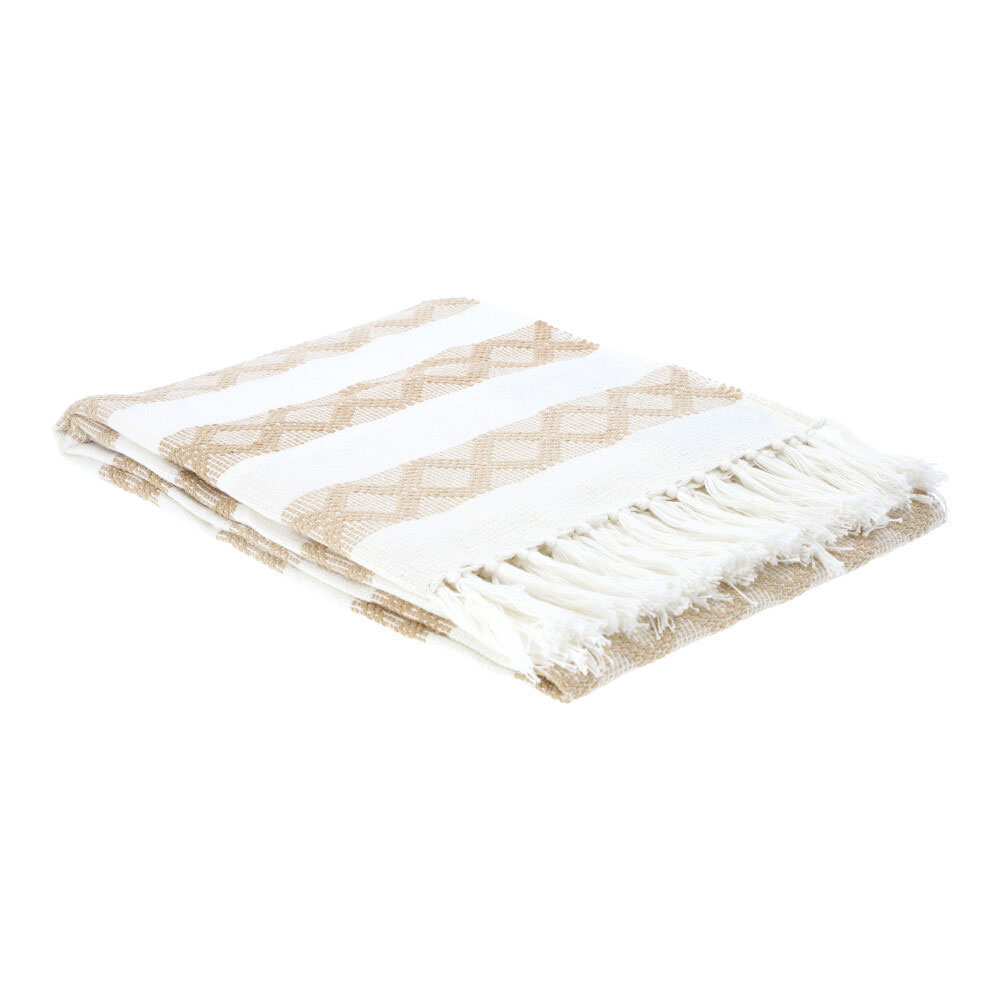 Baumwollplaid Rautemuster - Beige, Größe: 130 x 170 cm