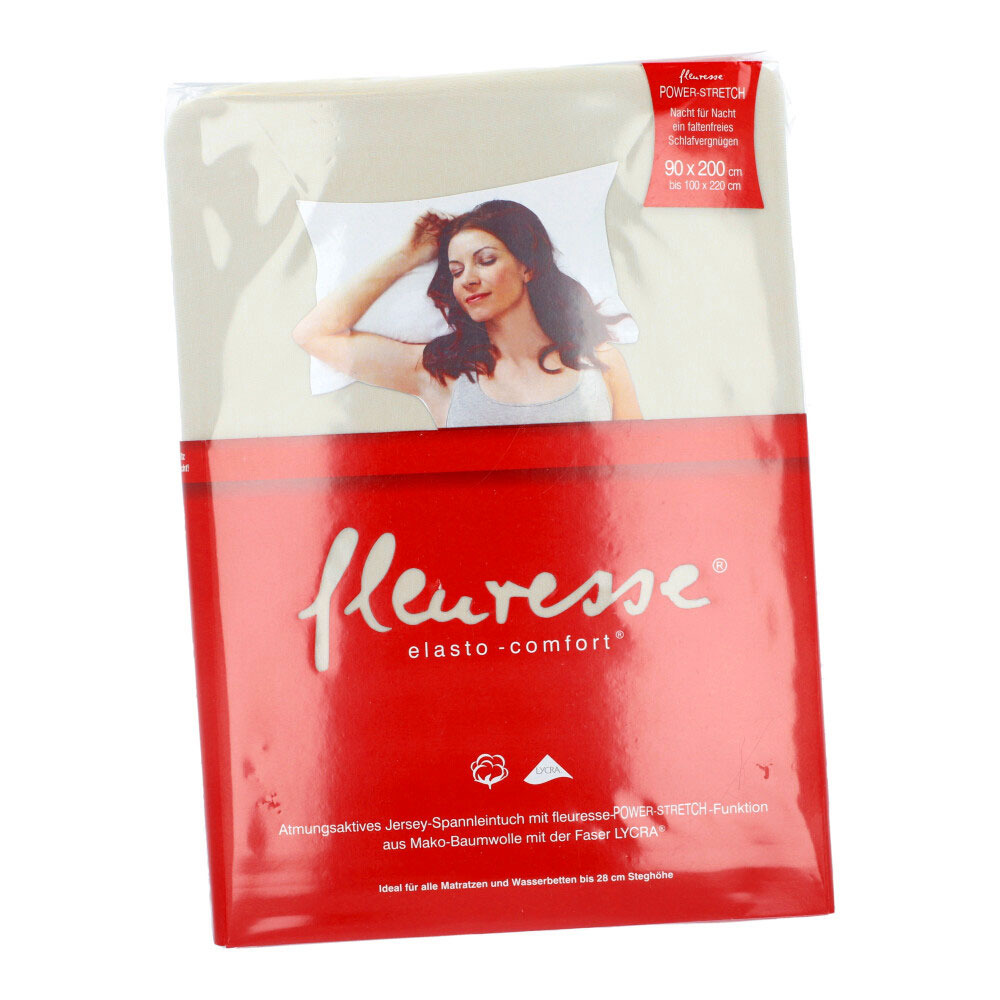 FLEURESSE Jerseyleintuch - Beige, Größe: 90 x 200 cm