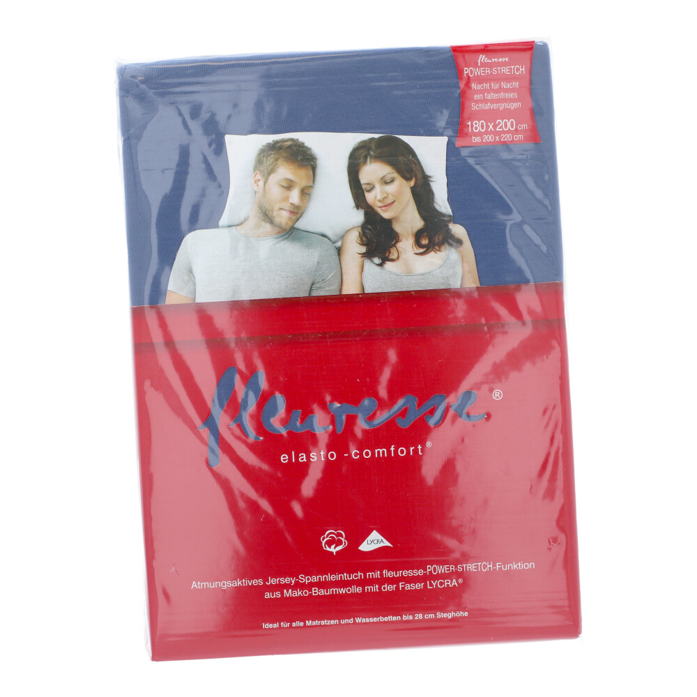 FLEURESSE Jerseyleintuch - Mittel Blau, Größe: 180 x 200 cm