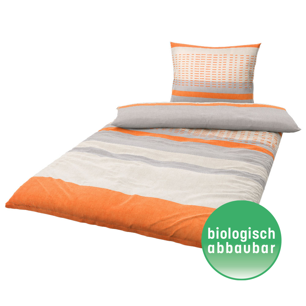Bettwäsche biologisch abbaubar - Orange, Größe: 140 x 200 cm