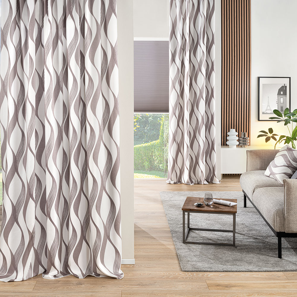 Dekostoff bedruckt - Grau, Höhe: 300 cm