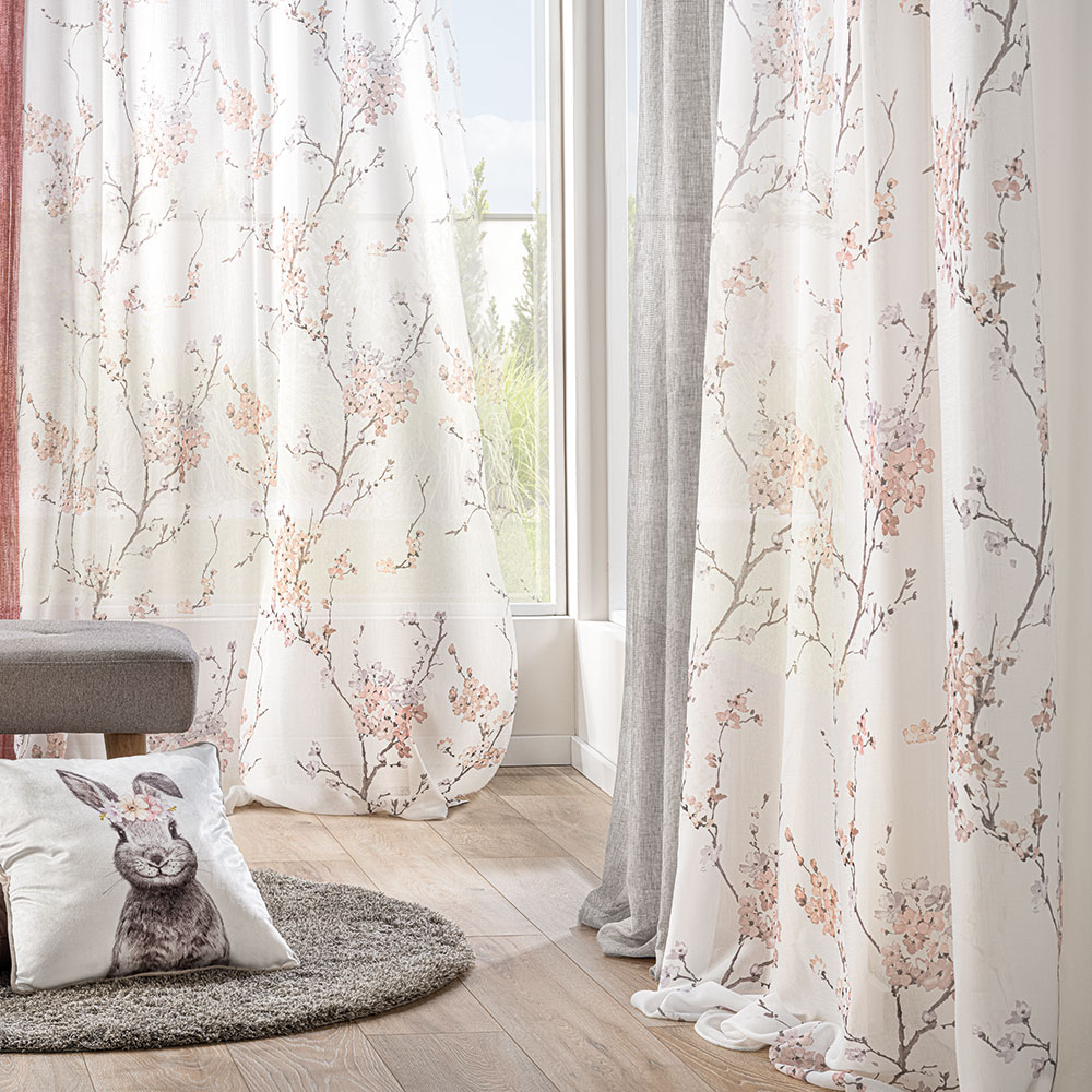 Store bedruckt - Mittel Rose, Höhe: 295 cm