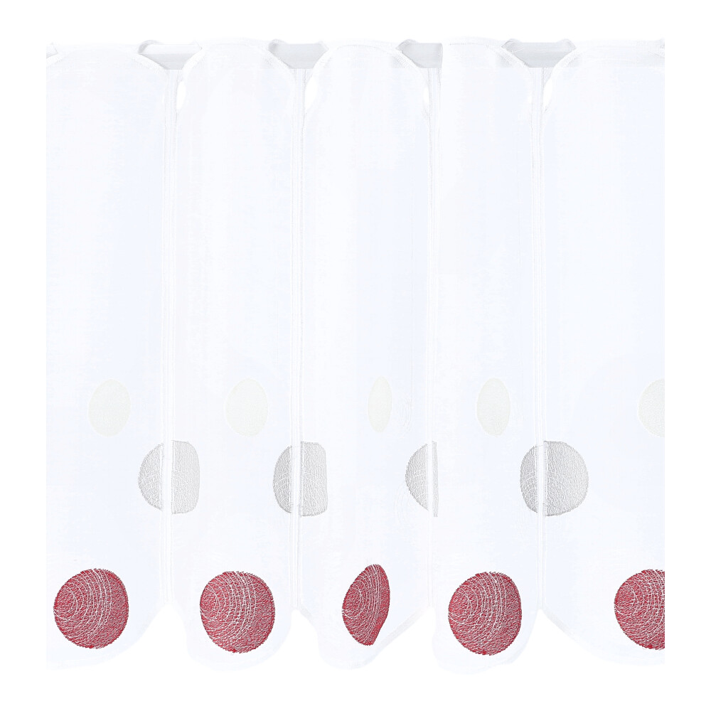 Kurzgardine bestickt - Rot, Höhe: 60 cm