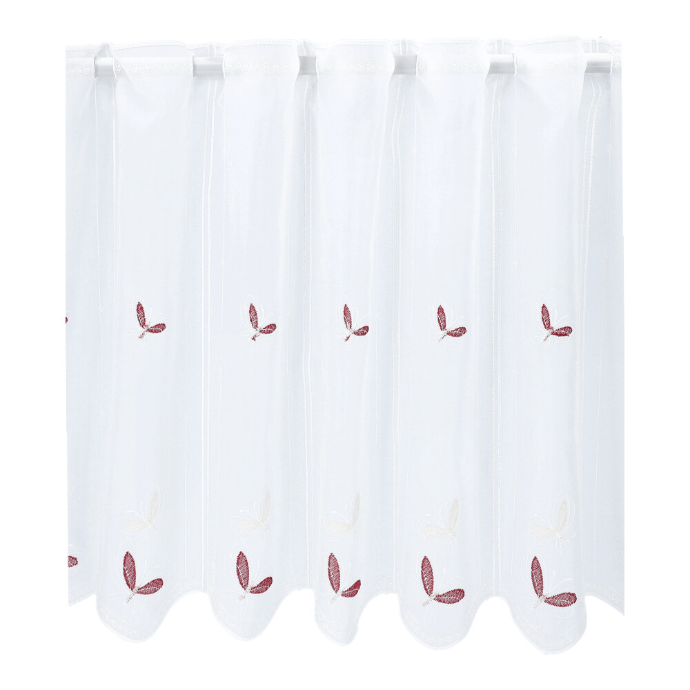 Kurzgardine bestickt - Koralle, Höhe: 45 cm