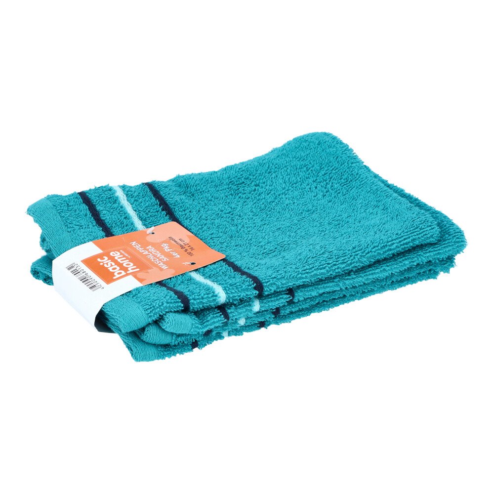 Waschlappen 4er Set - Grünblau, Größe: 16 x 21 cm