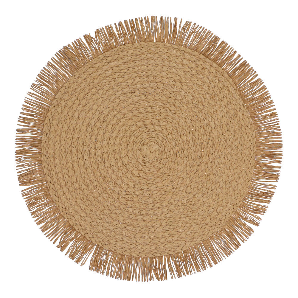Tischset rund Papiergeflecht - Dunkel Natur, Rund: 38 x 38 cm