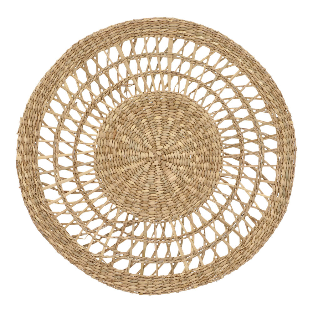 Tischset rund Grasgeflecht - Hell Beige, Rund: 38 x 38 cm