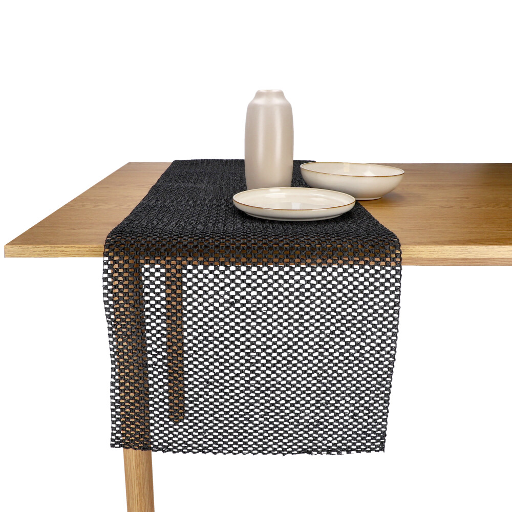 REITER Tischläufer "Grid" - Schwarz, Größe: 40 x 150 cm
