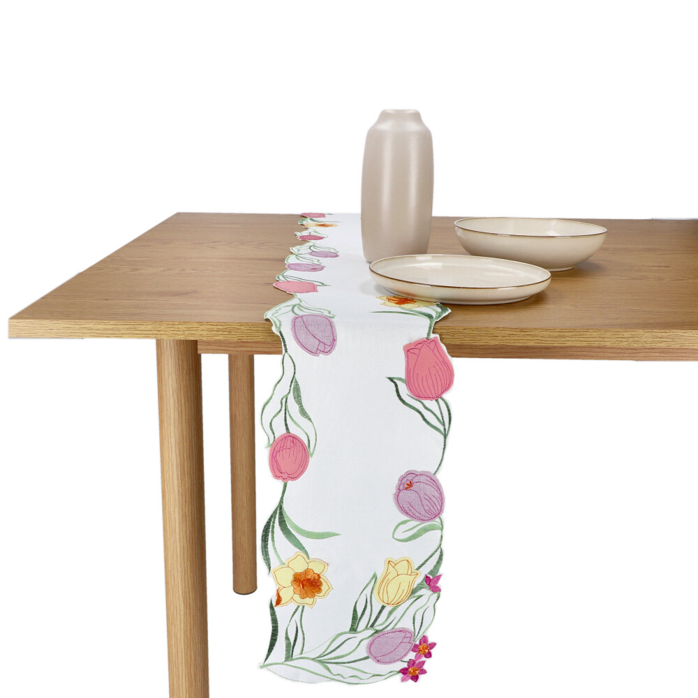 Tischband "Tulpen" - Violett, Größe: 20 x 160 cm