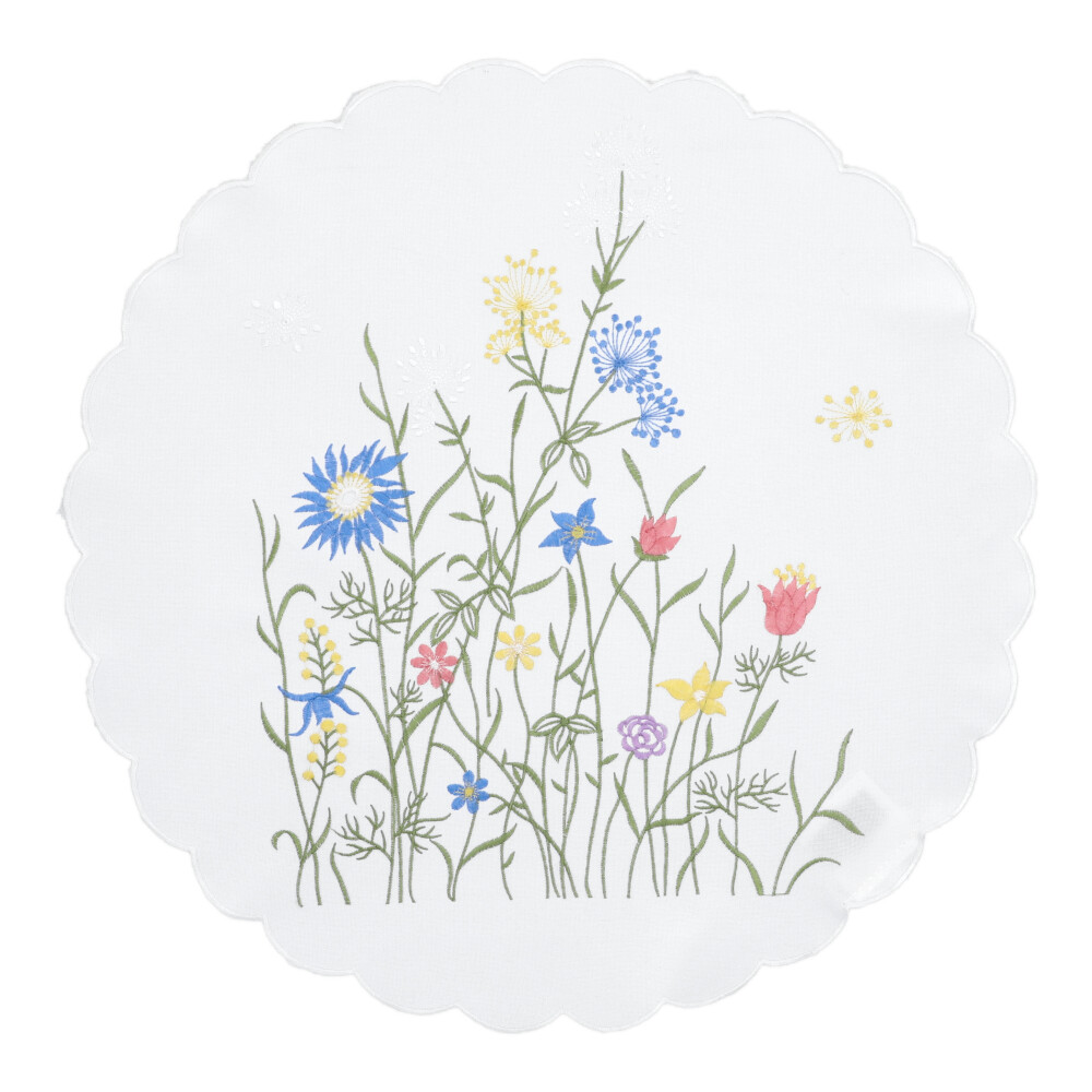 REITER Deckerl "Belle Fleur" - Mittel Blau, Rund: 50 x 50 cm
