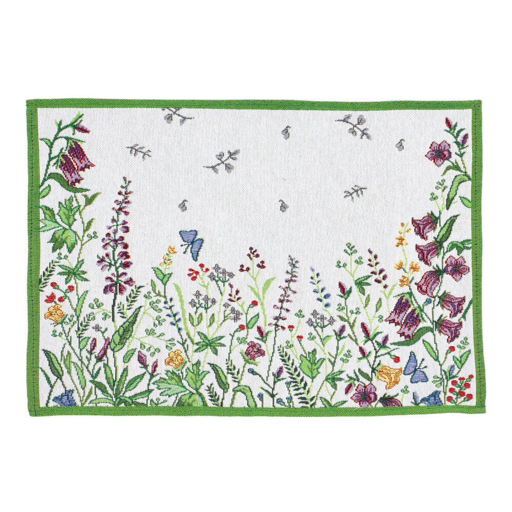 Tischset Gobelin "Bloomy" - Resedagrün, Größe: 32 x 48 cm