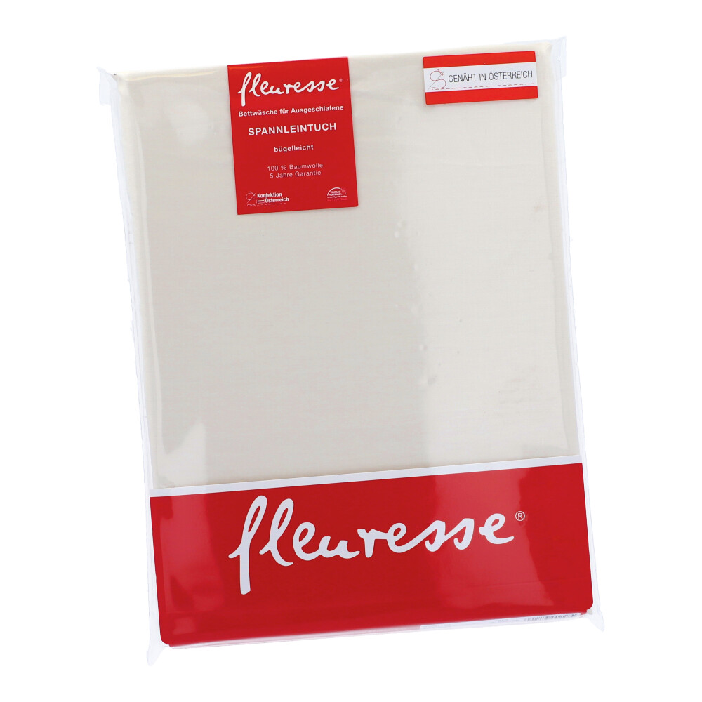 Satinleintuch Fleuresse - Natur, Größe: 90 x 200 cm